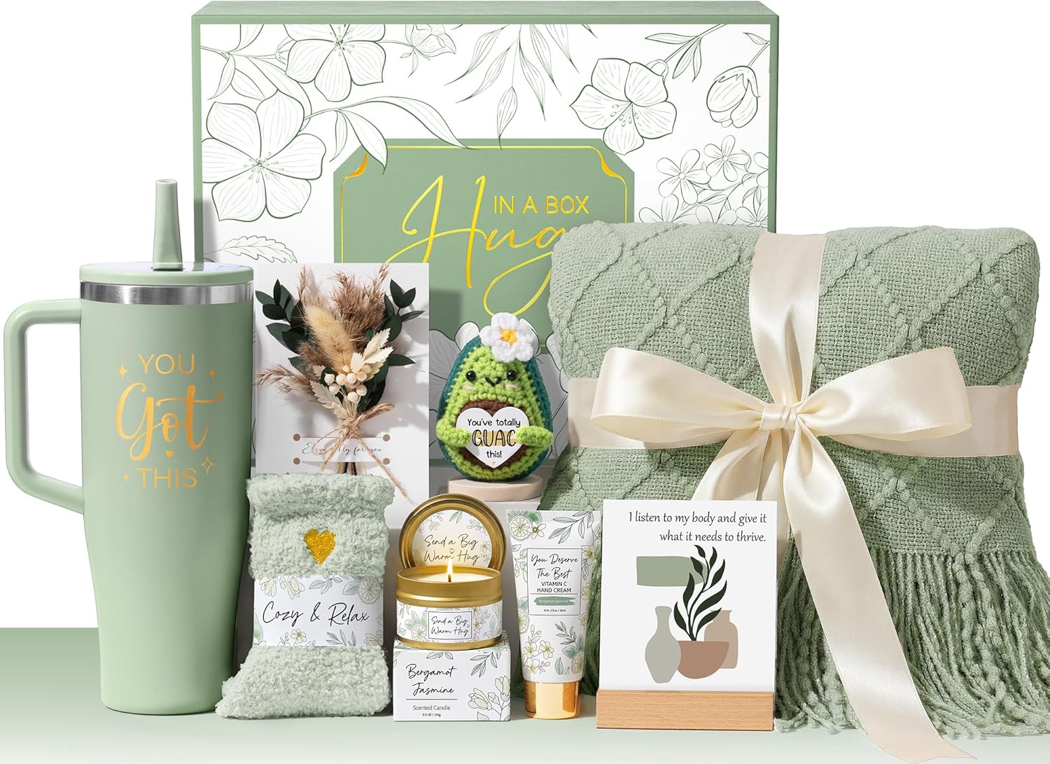 Mothers Day & Birthday Gifts for Women, Get Well Soon Care Package After Surgery & Cancer, Luxury Sympathy Self Care Basket, Inspirational Thinking of You Feel Better Spa Gift Set for Mom Her Friends