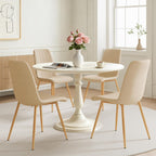 High Back Upholstered Dining Chairs Set of 4, Beige | Breathable Linen Fabric, Sturdy Metal Frame, Modern Dining Chairs for Kitchen Dining Room & Cafe, 300lbs Capacity, Save-space