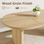 GarveeHome Oval Dining Table for 6-8 People, Long Large Kitchen Table with Thick Sturdy Wooden Base, Farmhouse Dining Room Table for for Kitchen, Living Room, Office (63" Long,Natural)