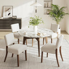 COLAMY Mid Century Modern Dining Chairs Set of 4, Upholstered Kitchen Chairs with Open Back, Fabric Side Dining Room Chairs with Wood Legs for Dining Room Kitchen Restaurant, Beige