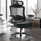 600lbs Big and Tall Office Chair- Heavy Duty Executive Computer Chair with 3D Flip Arms Large Wheels, Ergonomic Mesh High Back Desk Chair, Extra Wide Seat Adjustable Lumbar Support&Headrest