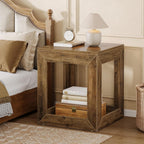 Tribesigns Farmhouse End Table, 20" Large Square Side Table with Storage Shelf, Rustic Wood Nightstand for Bedroom, Living Room, and Office, Easy Assembly (Rustic Brown, 1PC)