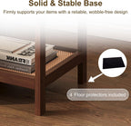 wanan Solid Wood End Tables Set of 2, Boho Rattan Nightstand with Glass Top & 2-Tier Storage Shelves, Mid-Century Modern Accent Table for Small Spaces, 18"x18"x22"