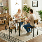 VECELO Dining Table Set for 4, 5-Piece Kitchen Table with 4 Chairs, MDF Board Tabletop with Metal Frame for Small Space, Compact Dinette, Breakfast Nook, Brown