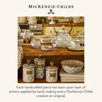 MACKENZIE-CHILDS Enamel Canister, Kitchen Storage Container with Lid, Medium, 48-Ounce Capacity, Light-Blue-and-White Sky Check