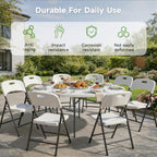48 Inch Round Folding Table, Sturdy & Foldable Design, Heavy Duty 550lbs Capacity, Folding Dining Table for Camping, Picnic, Party, Dining