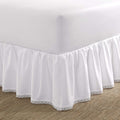 Laura Ashley – Queen Size Ruffled Bed Skirt, Lightweight Cotton Sateen Bedding with Crochet Trim & 14.5" Drop, College Dorm Room Essentials (White)