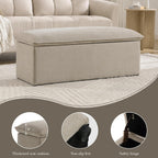 CIMOTA Storage Ottoman Bench, Upholstered End of Bed Storage Bench with Safety Hinge, Large Storage Chest with Seating, Modern Entryway Bench for Bedroom, Living Room, Chenille Oatmeal