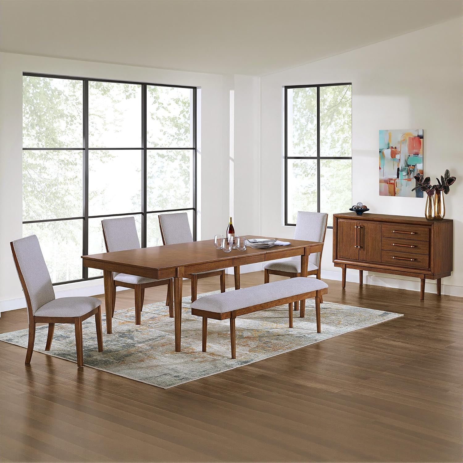 Signature Design by Ashley Lyncott 59" Upholstered Solid Wood Frame Dining Bench, Gray/Brown