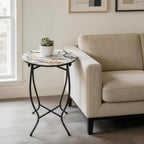 Indoor Side Table for Small Space, Versatile 21 Inch Tall Round Side Table for Drink Magazine, Weather Resistant Metal Small End Table for Living Room, Bedside, Bedroom, Easy Assembly