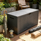 Large Capacity Patio Storage Box, Practical Outdoor Storage Bench, Tough Resin Construction, Lockable Design, Simple Installation for Courtyard Poolside Organizing 804C