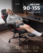 GTPLAYER Gaming Chair Fabric with Pocket Spring Cushion,Computer Office Chair with Lumbar Support for Adults Linkage Armrests and Footrest Ergonomic Gamings Chairs Height Adjustable RED