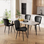 Dining Chairs Set of 4, Modern Upholstered Pu Leather Kitchen Side Chairs Dining Room Chairs Comfy Backrest, Black
