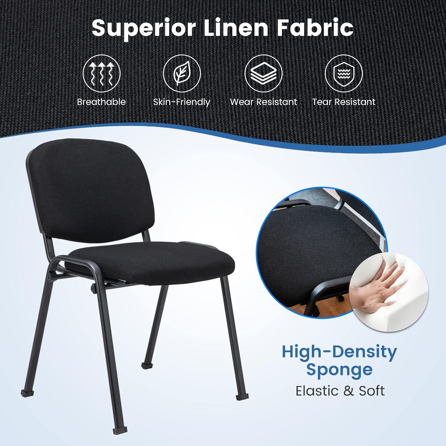 Giantex 12-Pack Conference Chair Set - Stackable Guest Chair with Metal Frame, Padded Cushion, Stacking Reception Chair, Lobby Chairs Set of 12, Stackable Chairs, Office Waiting Room Chair, Black