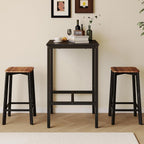 Lutown-Teen Square Bar Table, High Top Table - Industrial Metal Frame for Small Spaces & Narrow Kitchens, 23.6x23.6x36.9 in (LxWxH), Easy Assembly, Black