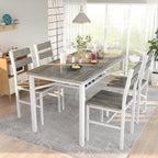 Hooseng Dining Table Set for 4, Wood Kitchen Table Chairs Set with Storage, Farmhouse 5 Piece Dining Room Table Set, Space-Saving Dinette Set for Breakfast Nook, Apartment