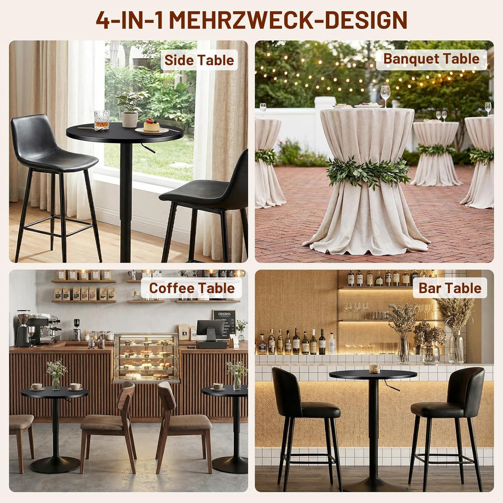 Furniliving Adjustable Height Pub Table 27''-36'', Round Cocktail Tables for Parties, High Top Table for Bistro, Dining Room, Restaurant, Cafe, Events, Set of 2, Black