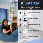 Bean Bag Stuffed Animal Storage Chair Cover (No Filler) for Kids and Adults. Extra Large Bird's Nest Beanbag Memory Foam Soft Premium (Navy Blue, 3 ft (Cover Only))