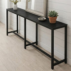 Homleke 71" L Narrow Long Kitchen Dining Bar Table, Counter Height High Pub Desk with Metal Frame for Small Spaces, Black