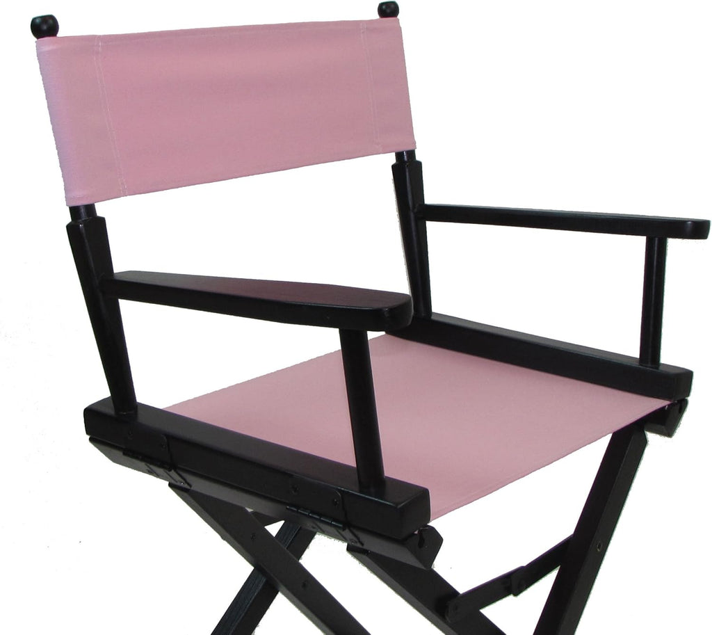 TLT Personalized Embroidered Contemporary 30 Inch Bar Height Black Frame Director's Chair - Light Pink