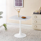 24" Square Dining Table for 2-3, Modern Pedestal Table with White Wood Board Top, Compact Kitchen Bistro Cafe Table for Apartment, Living Room, Office