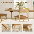 Watson & Whitely Wood Dining Chairs Set of 4, Modern Leather Upholstered Kitchen Chairs with Ergonomic Curved Backrest and Solid Wood Frame, Farmhouse Chairs for Dining Room, Living Room, Camel