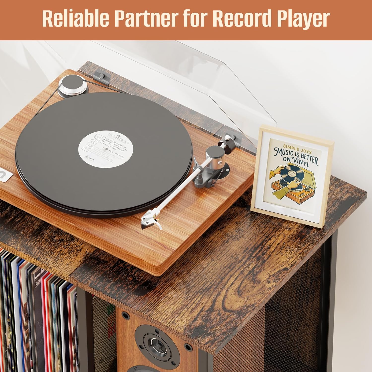 Record Player Stand, Vinyl Record Storage, Mid-Century Modern Record Holder Record Table, Vintage Vinyl Records Shelf Unit, Small Vinyls Organizer Records Cabinet, Album Storage for Vinyl Records