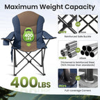 2 Pack Folding Camping Chairs for Adults - High Back Padded Outdoor Lawn Chairs with Lumbar Support & Cup Holder, 400lbs Heavy Duty Portable Camping Chairs Set (Light Blue & Brown, 2 PCS)