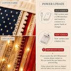 Lighted Rag American Flag Banner 4 x 2.3 Ft, Rag American Flag Banner for Home Party Supplies, Patriotic Wall Hanging for Memorial Day, Independence Day Party, Farmhouse Home Decor (Style2)