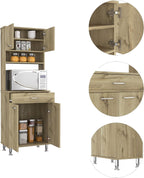 1-Drawer 1-Shelf Area Pantry with Adjustable Metal Legs Light Oak,Buffet Kitchen Sideboard for Kitchen,Dining Room,23.6 * 13.7 * 66.5