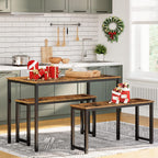 HOOBRO Dining Benches, Pair of 2 Industrial Style Indoor Benches, Durable Metal Frame, for Kitchen, Dining Room, Living Room, Rustic Brown BF01CD01