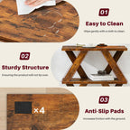 3 Tier Side Table with Side Guard Rails & Anti-Slip Pads, Narrow End Table for Small Spaces, Slim Nightstand with Storage Shelves for Bedroom, Living Room, Rustic Brown