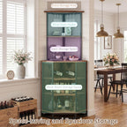 IBF Corner Bar Cabinet 71" Tall Wine Display with Glass Holder, Sturdy 5-Tier Industrial Farmhouse Liquor Storage with Adjustble Shelf，Anti-Tipping Design for Home Kitchen Small Space, Rustic Brown