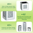 Silver Rectangle Glass Vases for Decor: Hewory Tall Crushed Diamond Mirror Vase for Centerpieces - Large Decorative Mirrored Containers for Dried Flowers, Bling Big Crystal Vases for Home Decoration
