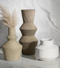 DREAMLOOM Ceramic Vase Set of 3, Modern Rustic Flower Vases for Pampas Grass, Dried & Fresh Flowers, Farmhouse Home Decor Vase for Living Room Bedroom Kitchen Shelf Centerpiece, Brown