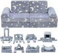 WONDERME 2-Seater Modular Kids Play Couch – 10pc Glow in the Dark Creative Kids Couch for Playroom, Living Room, and Bedroom Fortplay – Convertible Foam and Floor Cushion for Ages 1 to 10