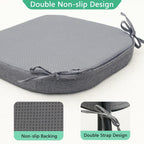 Helios&Hestia Indoor Dining Chair Cushions with Ties for Kitchen, Outdoor Seat Pads with Removable Cover, Non-Slip Bottom, Waterproof, High-Resilient Foam, 17" x 16" x 2", Set of 8, Dark Grey