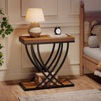 Tribesigns Side Table Set of 2, Narrow 2-Tier End Table for Living Room, Industrial Nightstand with Metal Frame, Small Bedside Tables for Bedroom, Sofa Couch, Small Spaces, Rustic Brown