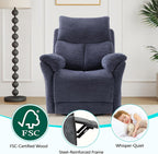 ANJ Swivel Rocker Recliner Chair, Manual Fabric Glider Nursery Recliner Chair, Single Rocking Modern Sofa Home Theater Seating for Living Room, Nursery (Slate Blue)