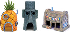 Penn-Plax Spongebob Squarepants Officially Licensed 3-Piece Aquarium Ornament Bundle – Spongebob’s Pineapple House, Squidward’s Easter Island Home, and The Krusty Krab