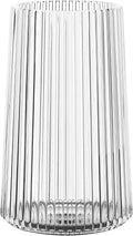 Clear Glass Vase for Flower, Flower Vase for Bouquet, Modern Glass Vases, Ribbed Vases for Living Room, Bedroom, Dining Table, Office, Wedding, Centerpieces, 8 Inches