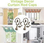 Bronze Curtain Finials, 2Pcs Leafy Branches Style, Fits Dia. 0.9-1.1" Rods, Easy to Install, Strong & Durable Aluminum Alloy, Bronze Textured Finish