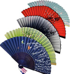 2026 New 5PCS Folding Hand Fans, 8.4" Mysterious Oriental Stylish Vintage Bamboo Silk Fan. Ideal for Dancing, Party, Home Decor and Events (5)