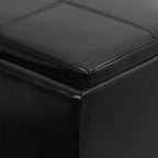 SIMPLIHOME Avalon Storage Ottoman - 42 inch Wide Upholstered Vegan Leather Rectangular Flip-Top Ottoman in Carbon Black, Contemporary Storage Coffee Table Ottoman for Living Room with Hidden Storage