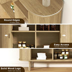 Sideboard Buffet Cabinet,46.85" Fluted Sideboard Storage Cabinet with Fluted Sliding Door,Modern Stand Console Cabinet for Kitchen & Living Room,Restaurant,Entryway(Light Oak)