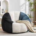 Swivel Giant Bean Bag Chair for Adults, Oversized Corduroy Boneless Chair Plush Round Soft Floor Chair Beanbag Sofa Lounge for Living Room, Bedroom, Game Room, Blue and Grey
