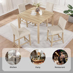 Harper & Bright Designs 5-Piece Counter Height Table Set with 4 Chairs, Wooden Light Oak Kitchen Dining Set for Small Spaces, Modern Square Counter Height Table and Upholstered Stools for Dining Room