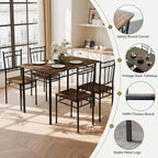 5 Piece Dining Table Set, Wood Kitchen Table and Chairs for Small Space,Breakfast Nook,Easy Assembly,Brown