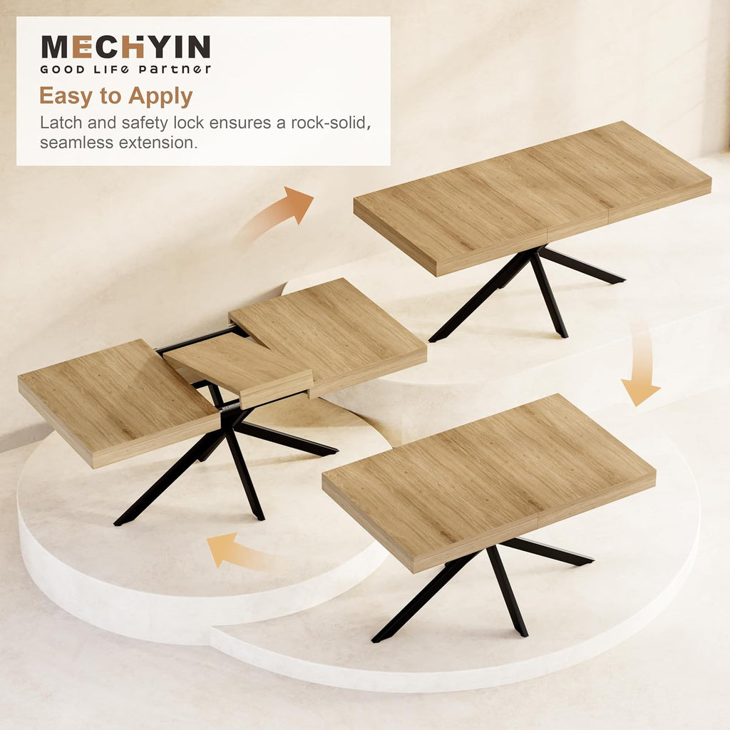 Extendable Dining Room Table for 4 6 8, 55"-70.9" Large Rectangle Kitchen Table,Wood Expandable Dining Table with Hidden Leaf & Storage, Space Saving, For Kitchen Dining Living Room,Diner Table,Oak