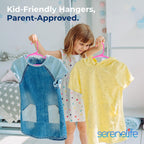 SereneLife 60 Pack Kids Plastic Hangers, Non-Slip Pink Baby Toddler Clothes Hangers, Slim Space Saving Nursery Closet Organizers, for Infant Toddler Kids Shirts Dresses Pants, Durable PP Set Room
